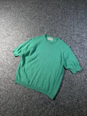 Scotch House by Ballantyne 100% Cashmere Short Sleeve Sweater Green Vintage